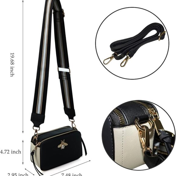 Small Leather Camera Crossbody Bag Women Trendy Compact Shoulder Purse - Picture 3 of 7